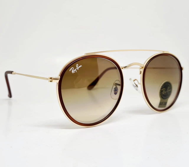 Ray-ban - ROUND DOUBLE BRIDGE Dourado Marrom