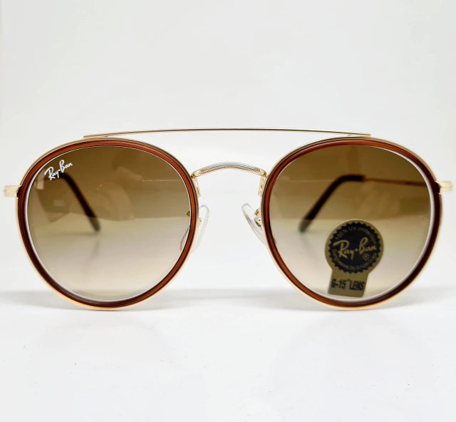Ray-ban - ROUND DOUBLE BRIDGE Dourado Marrom